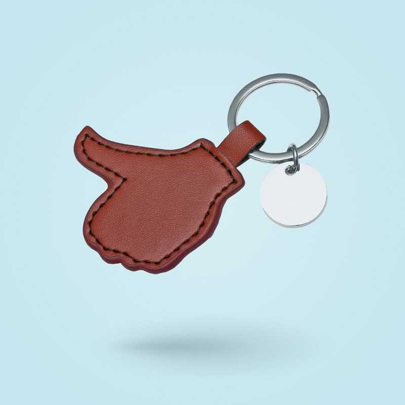 TOP - Schlüsselanhänger aus Leder in Form einer personalisierbaren Hand